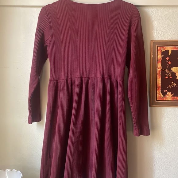 Vintage Moda Int’l red waffle knit button down mini dress with long sleeves - Picture 6 of 7